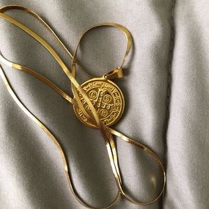 18K Solid Gold Saint Benedict Necklace